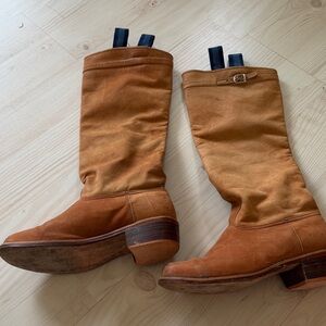 Women's Tan Leather Boots hand made in Argentina